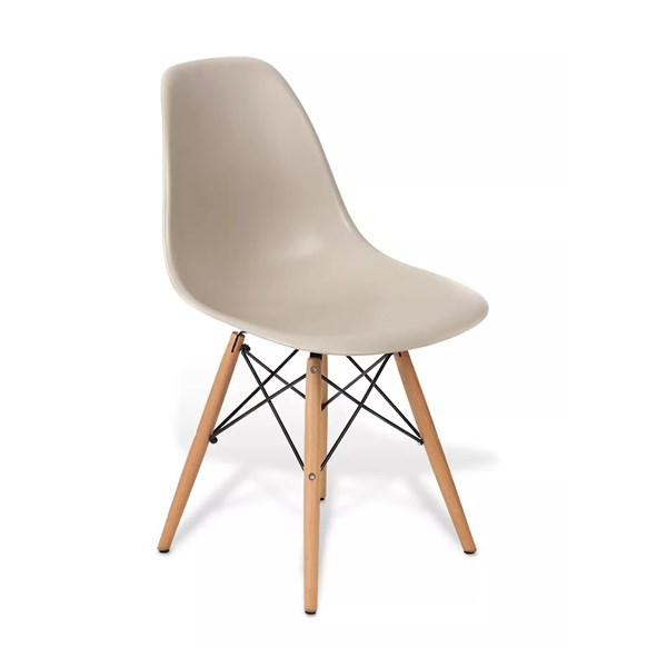 Cadeira Eames Eiffel Com Pés De Madeira Bege BV Magazine