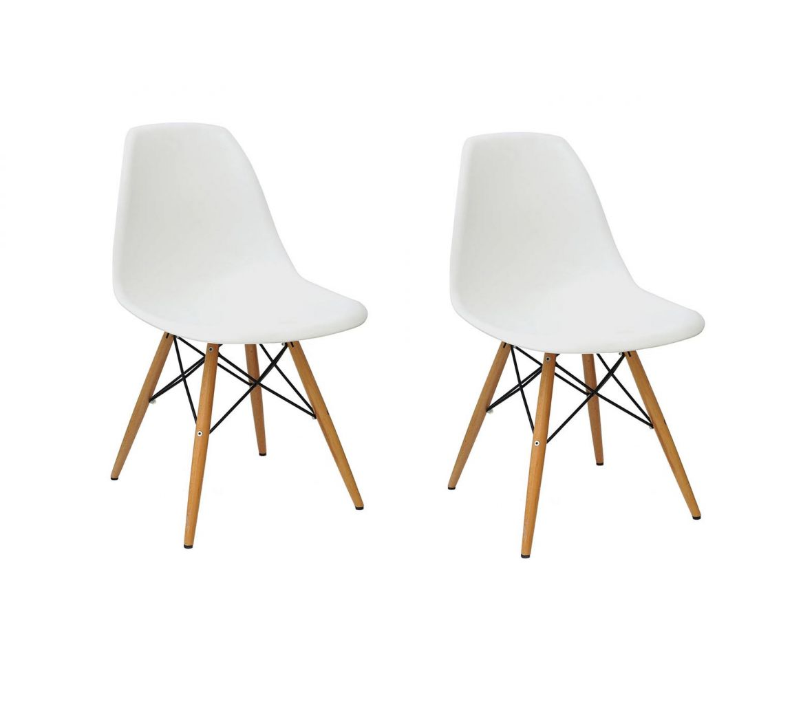 Conjunto 2 Cadeiras Eames Eiffel Com Pés De Madeira Branca Bv Magazine