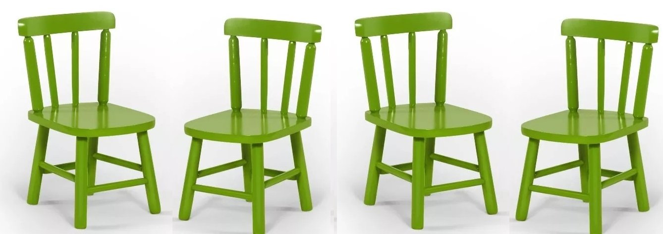 Conjunto De 4 Cadeiras Intantil Verde Disamóveis