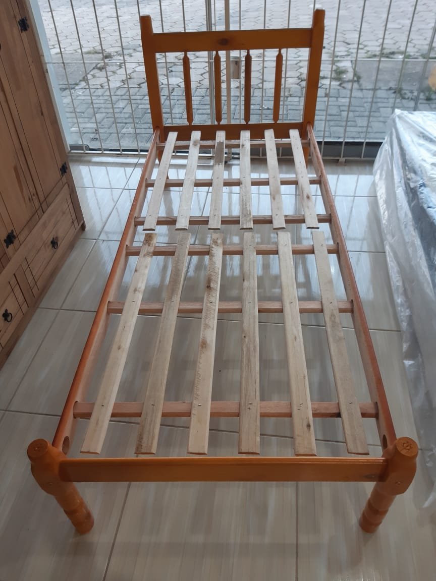 Cama de solteiro para colchão de 78cm 100% madeira 2º linha BV Magazine