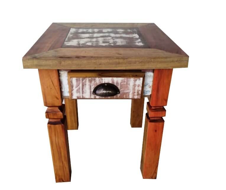 Mesa de cabeceira de madeira de demolição móveis rústicos divecchio 