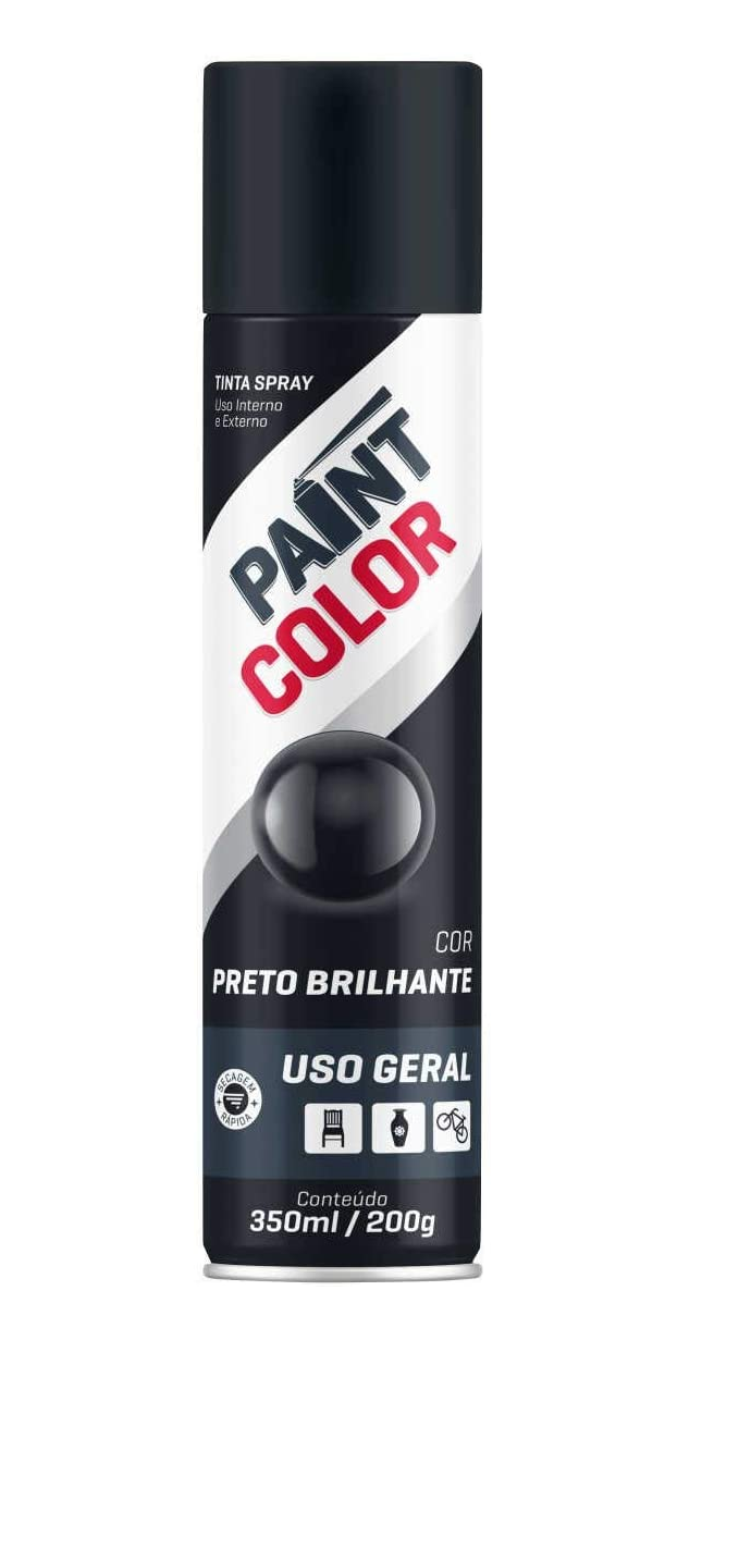 Tinta Spray Preto PaintColor 350ml - 1 Unidade