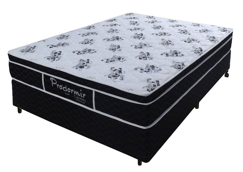 Cama Box + Colchão Queen Size Pro Dormir Ensacado Black Firme 158x198x51