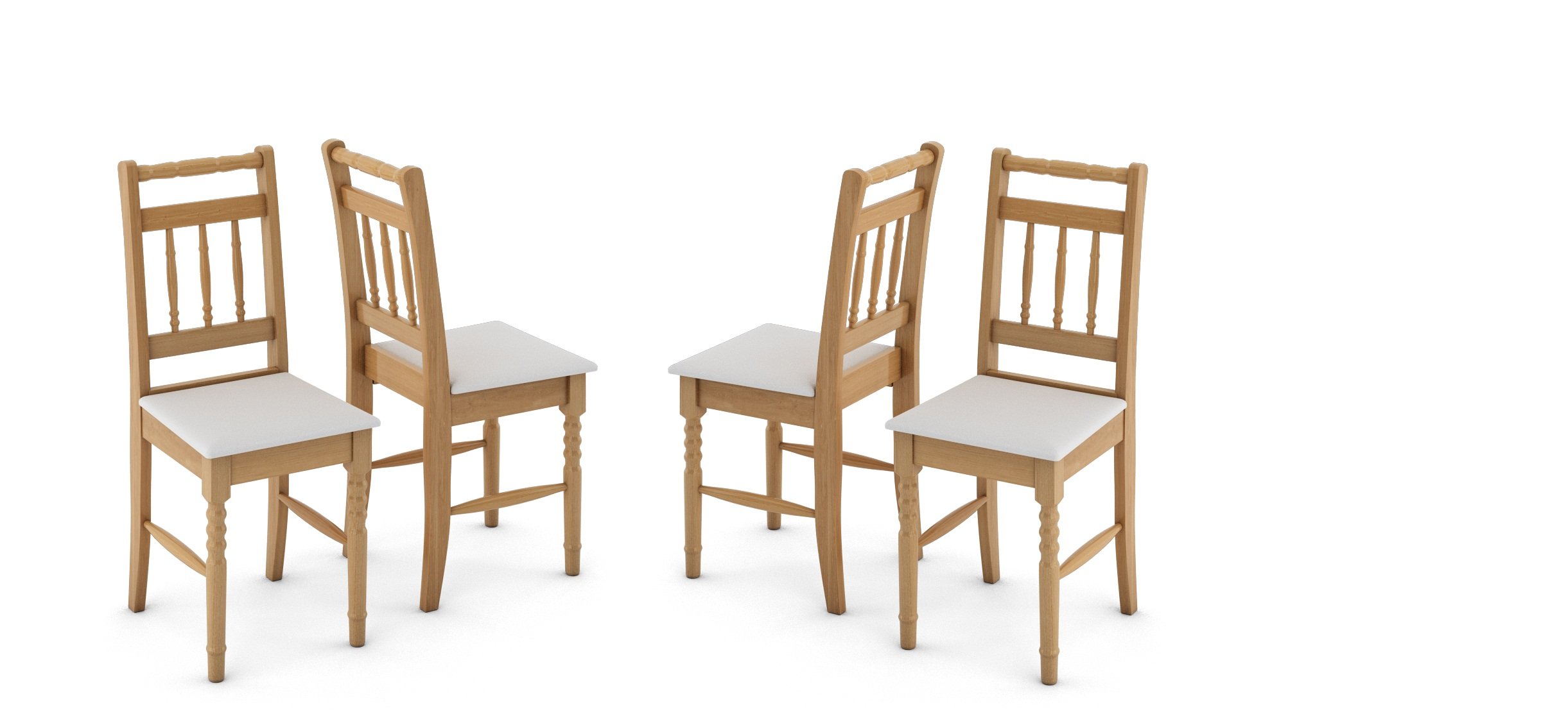 Conjunto De 4 Cadeiras Torneada Móveis Tradição