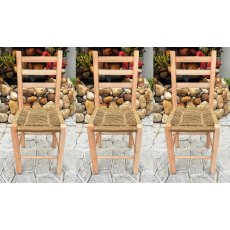 Kit 3 Cadeiras Com Assento De Palha Sem Pintura De Madeira Maciça Bela Móveis
