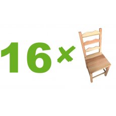 Kit Com 16 Cadeiras Com Encosto Detalhado Sem Pintura De Madeira Maciça Bela Móveis