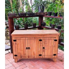 Balcão 3 Portas Tampo Madeira Maciça Plus 75x120x51 Móveis Rio Negrinho