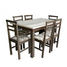 Jogo De Mesa 6 Cadeiras Pop Cor Tabaco Móveis Tradição