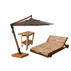 Combo Guarda-Sol Fixo Solemar +Espreguiçadeira Casal + Carrinho Móveis Rio Negrinho