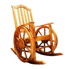 Cadeira De Balanço Com Roda De Carroça De Madeira Maciça Móveis Rústicos BV Magazine