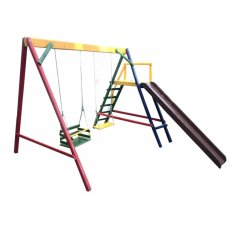 Escorregador Com 2 Balanços Playground 180X240X260 De Madeira Móveis Rústicos BV Magazine