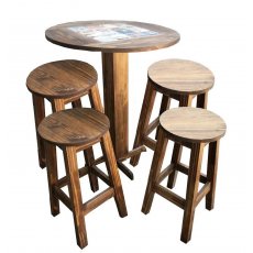 Jogo De Mesa Bistrô Com 4 Banquetas De Madeira Maciça Móveis Rio Negrinho