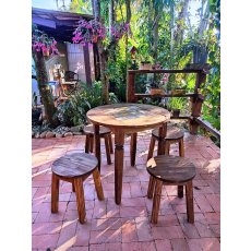 Jogo De Mesa Redonda Com 4 Banquetas De Madeira Maciça Móveis Rio Negrinho