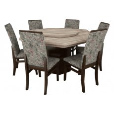 Jogo De Mesa Sextavada Com Giratório E 6 Cadeiras Móveis Tradição