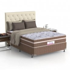 Cama Box + Colchão Casal Molas Ensacadas Com Pillow Em Malha 138x188x64 Probel