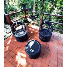 Jogo De 2 Bancos Com Mesa De Centro Feito Com Pneu Bv Magazine