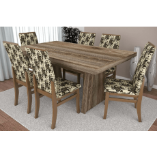 Jogo De Mesa Com 6 Cadeiras Paris Móveis Tradição