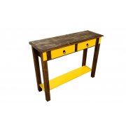 Aparador 2 Gavetas Com Detalhes Em Amarelo De Madeira Maciça Móveis Rio Negrinho