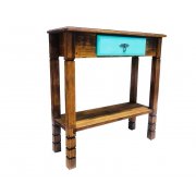 Aparador Com Gaveta Falsa Verde E Pintura Em Cera De Madeira Maciça Jd Móveis