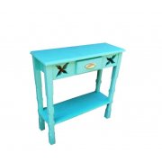 Aparador Turquesa Com Gaveta Falsa De Madeira Maciça Jd Móveis