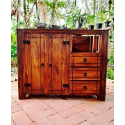 Balcão Para Banheiro 2 Portas E 3 Gavetas De Madeira Maciça Móveis Arpus