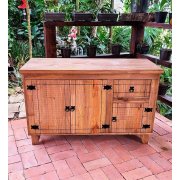 Balcão 75x1,20x48 3 Portas E 1 Gaveta Com Tampo Plus Madeira Maciça Móveis Rio Negrinho