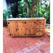 Balcão  Com Tampo De Madeira Maciça 85X40X1,60 Móveis Rio Negrinho