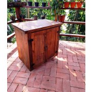 Balcão De 80cm 2 Portas Com Tampo De Madeira Maciça Móveis Rústicos Adelin