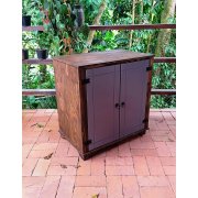 Balcão De 80cm 2 Portas Com Tampo Detalhes Em Cinza De Madeira Maciça Móveis Rio Negrinho