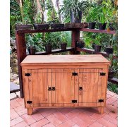 Balcão 3 Portas Tampo Madeira Maciça Plus 75x120x51 Móveis Rio Negrinho