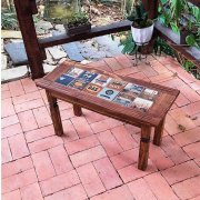 Banco Avulso 0,80m De Madeira Maciça Com Detalhes Em Azulejos Móveis Rio Negrinho