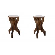 Kit Com 2 Bancos Fixo De Madeira Maciça Bv Magazine