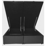 Cama Baú De Queen Size Probox Corino Preto 158x198x44 C/ Duas Tampas