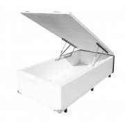 Cama Baú De Solteiro Probox Corino Branco 88x188