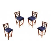Kit Com 4 Banquetas De Madeira De Demolição Móveis Rústicos Divecchio