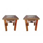 Kit com 2 mesas de cabeceira de madeira de demolição móveis rústicos divecchio