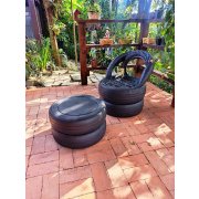 Kit 1 Banco Com Mesa De Centro Feito Com Pneu BV Magazine