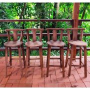 Kit Com 4 Banquetas De Madeira Maciça Móveis Rústicos Bv Magazine