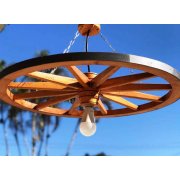 Lustre Com Roda De Carroça Médio 0,48m De Madeira Maciça Móveis Rústicos BV Magazine