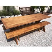 Mesa De Churrasco 2,25m Com 2 Bancos De Madeira Maciça Móveis Rústicos Adelin