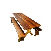 Mesa Com 2 Bancos 2,00x0,80 De Madeira De Demolição Móveis Rústicos Divecchio