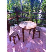 Jogo De Mesa Redonda Com 2 Banquetas De Madeira Maciça Móveis Rio Negrinho