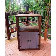 Balcão Multiuso Forno E Micro Detalhes Em Cinza De Madeira Maciça Móveis Rio Negrinho