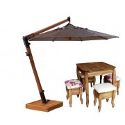 Combo Verão Guarda-Sol 2,10 Solemar+Mesa Madeira 4 Bancos Rio Negrinho
