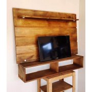 Painel Para Tv Com Nicho E Led De Madeira Maciça Jd Móveis