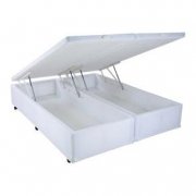 Cama Baú Em Corino Branco Probox 193x203x44