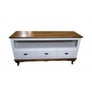 Rack Com 3 Gavetas 1,25m Branco De Madeira Maciça Móveis Rio Negrinho