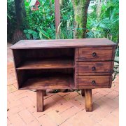 Rack Com 3 Gavetas E Prateleira De Madeira Maciça Móveis Arpus