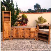 Kit Balcão De 1,60m Com Tampo, Balcão Para Forno/Microondas E Paneleiro Plus De Madeira Maciça Móveis Rio Negrinho