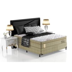 Cama Box + Colchão Casal Molas Prolastic Com Pillow Em Malha 138x188x70 Probel